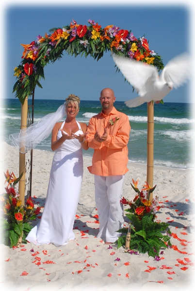 Tropical flower wedding arch