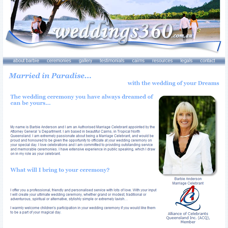 Barbie Anderson Civil Marriage Celebrant, Cairns Wedding Ceremonies North Queensland Australia
